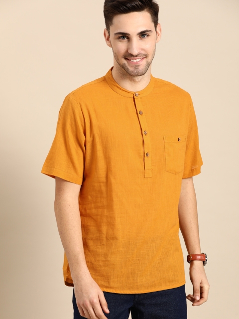

Anouk Men Mustard Yellow Pure Cotton Solid Kurta