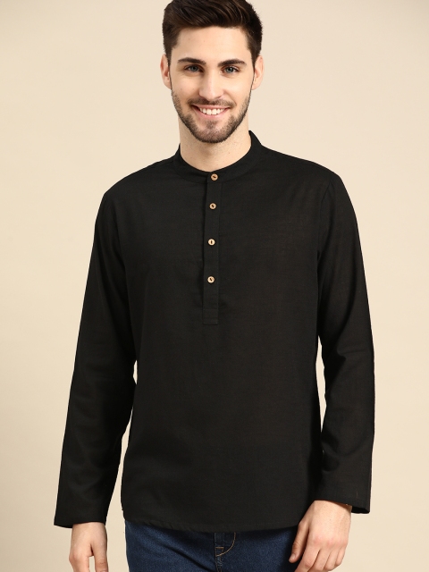 

Anouk Men Black Solid Cotton Kurta