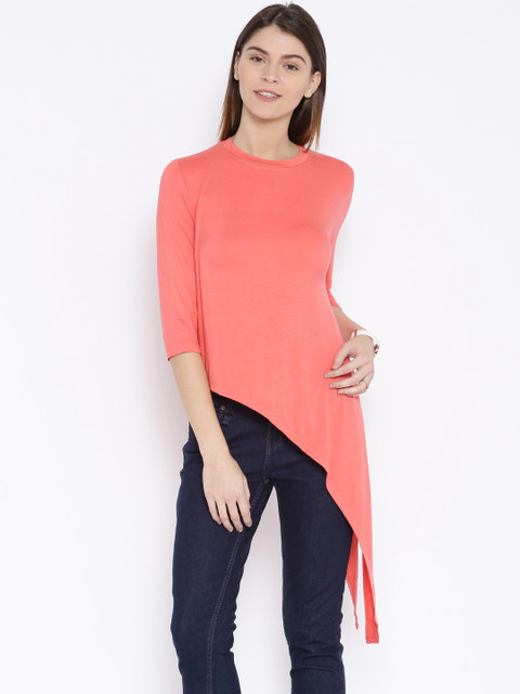 

ONLY Coral Red Asymmetrical Top