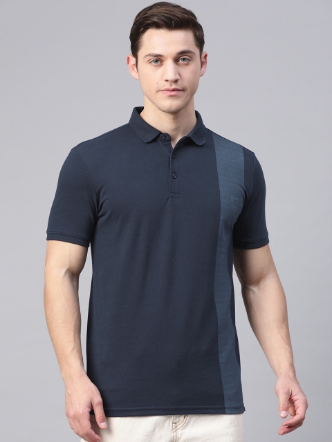 

Louis Philippe Jeans Men Navy Blue Brand Logo Print Polo Collar T-shirt