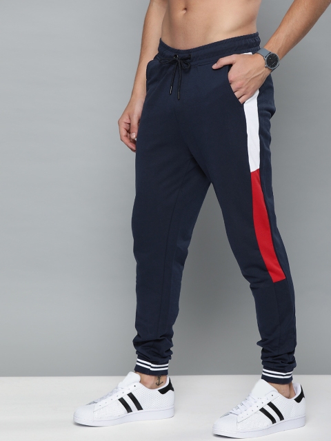 

Harvard Men Navy Blue Solid Straight Fit Joggers With Side Stripes