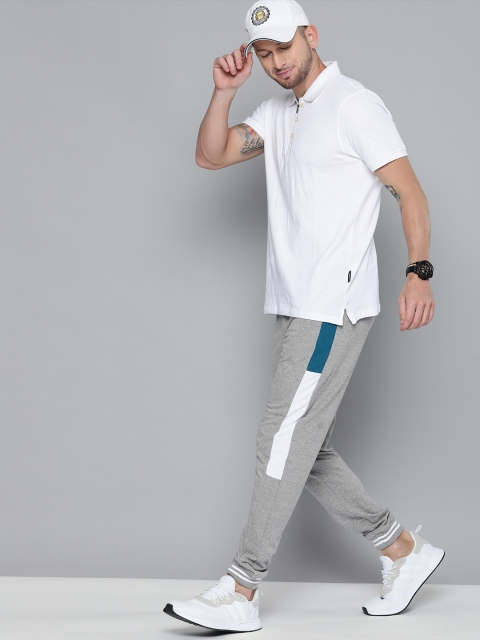 

Harvard Men Grey Melange Straight Fit Solid Joggers with Side Stripes