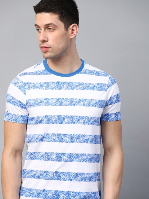 

Harvard Men Blue White Striped Pure Cotton T-shirt