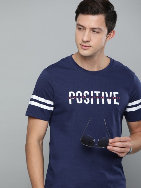 

Harvard Men Navy Blue Printed Round Neck Pure Cotton T-shirt