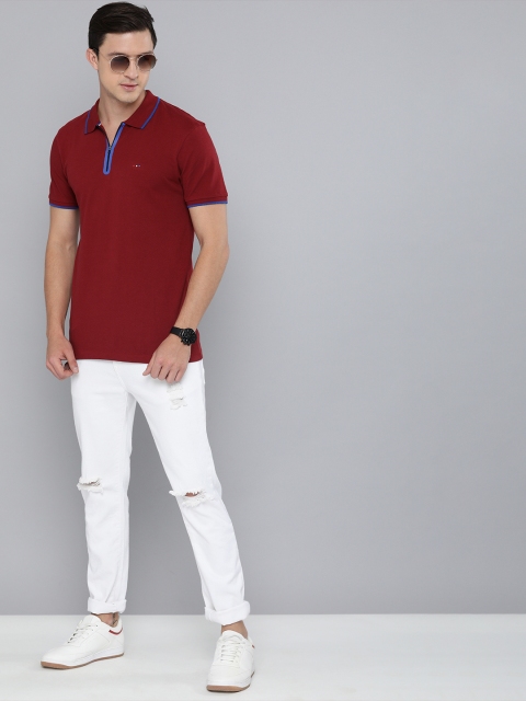 

Harvard Men Red Solid Polo Collar Pure Cotton T-shirt