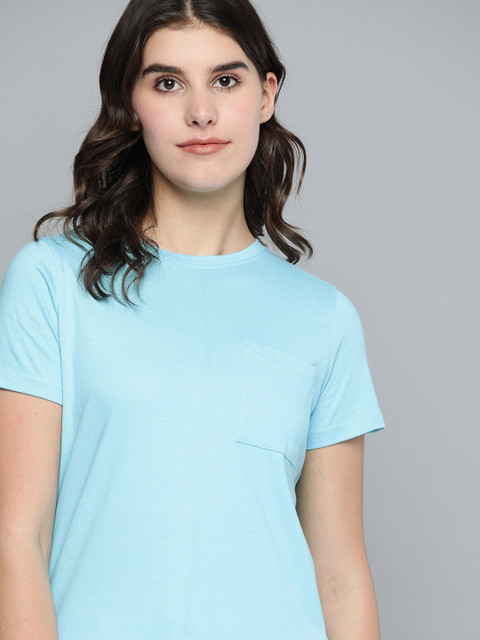 

Harvard Women Blue Solid Round Neck T-shirt