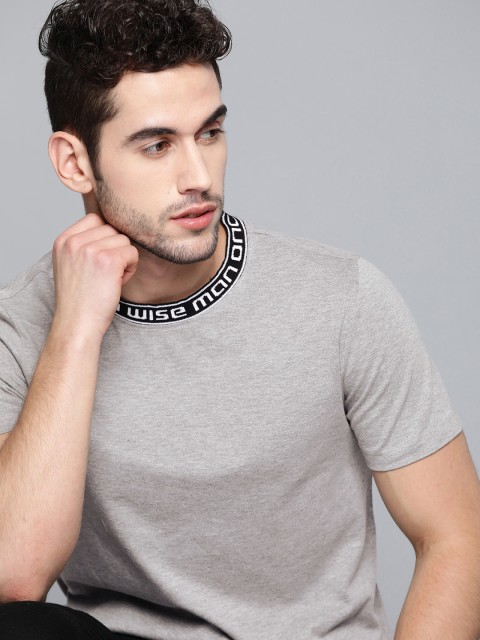 

Harvard Men Grey Melange Solid Round Neck T-shirt