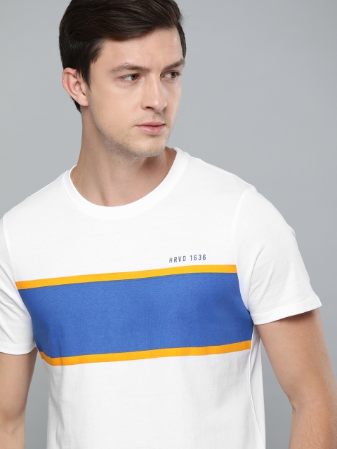 

Harvard Men White & Blue Colourblocked Round Neck T-shirt