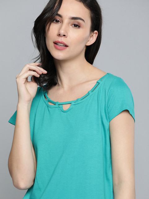 

Harvard Blue Keyhole Neck Pure Cotton Top
