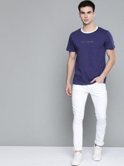 

Harvard Men Navy Blue Pure Cotton Solid Round Neck T-shirt
