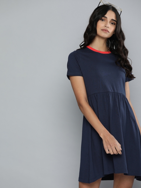 

Harvard Women Navy Blue Solid A-Line Dress