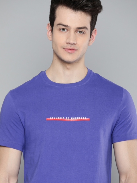

Harvard Men Blue Pure Cotton Solid Round Neck T-shirt