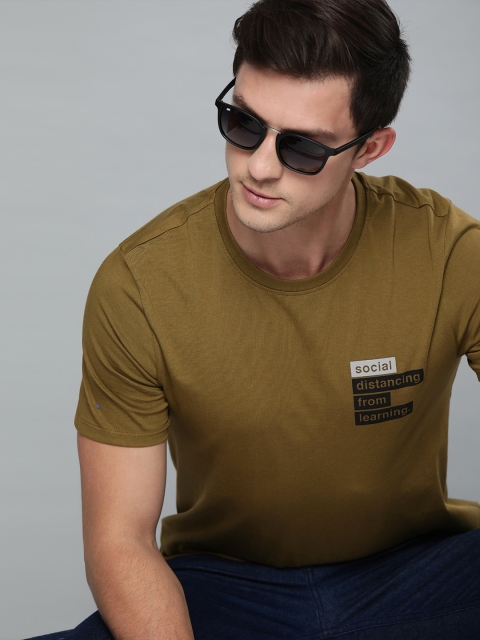 

Harvard Men Olive Green Printed Round Neck T-shirt