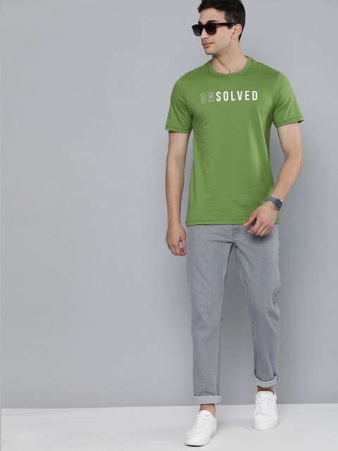 

Harvard Men Green Printed Round Neck T-shirt