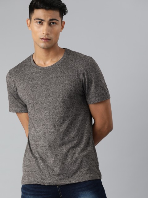 

Harvard Men Grey Melange Solid Round Neck T-shirt