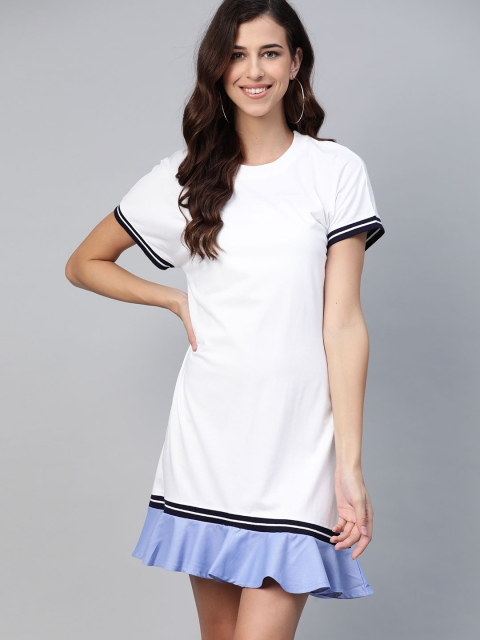 

Harvard White Pure Cotton Solid T-shirt Dress