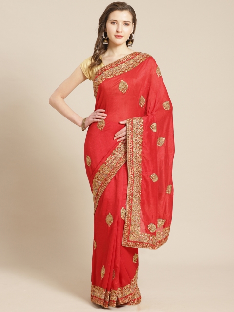 

Kalista Red & Golden Embroidered Saree