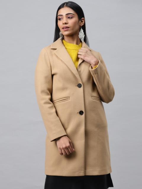 

Marks & Spencer Women Beige Solid Single-Breasted Overcoat