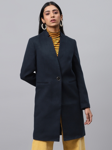 

Marks & Spencer Women Navy Blue Solid Single-Breasted Overcoat