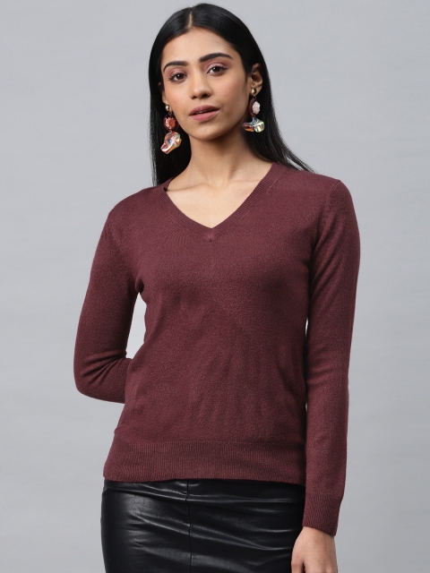 

Marks & Spencer Women Burgundy Solid Pullover Sweater