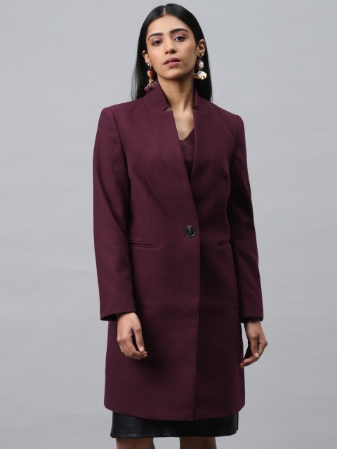 

Marks & Spencer Women Burgundy Solid Single-Breasted Overcoat