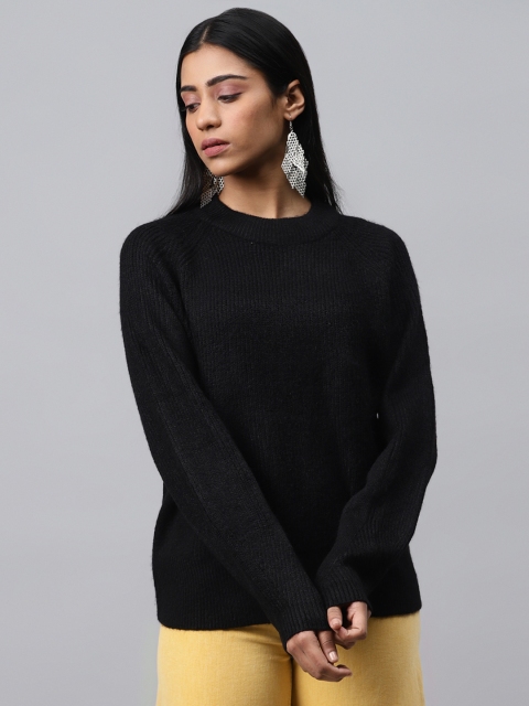 

Marks & Spencer Women Black Ribbed Pullover Sweater