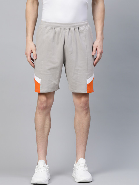 

HRX By Hrithik Roshan Men Wet Weather & Orangeade Colourblock Bio-Wash Lifestyle Shorts, Grey