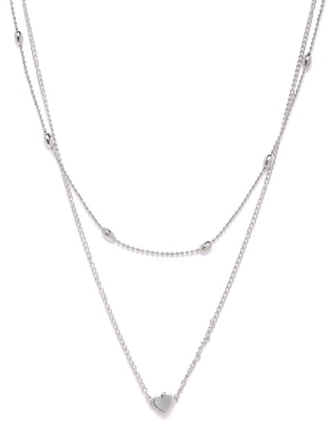 

YouBella Silver-Plated Hearts Shaped Layered Necklace