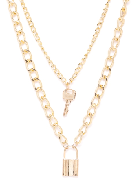 

YouBella Gold-Plated Lock & Key Shaped Layered Link Necklace