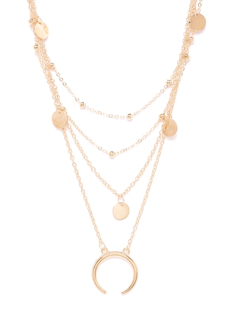 

YouBella Gold-Plated Crescent & Disc Shaped Layered Necklace