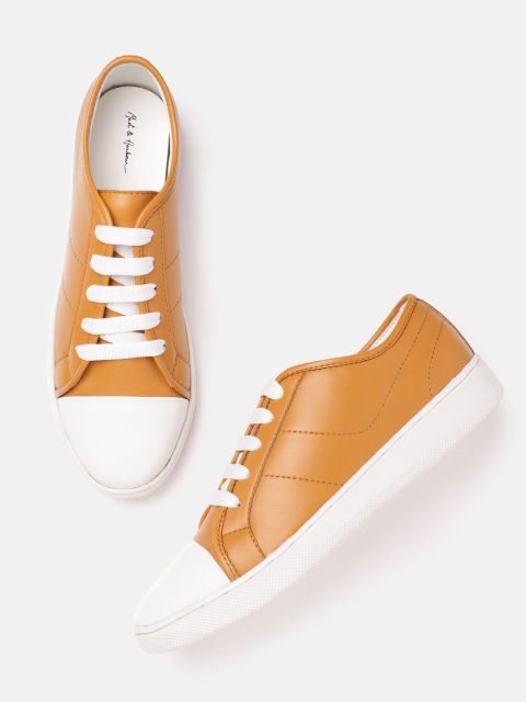 

Mast & Harbour Women Mustard Yellow Solid Sneakers