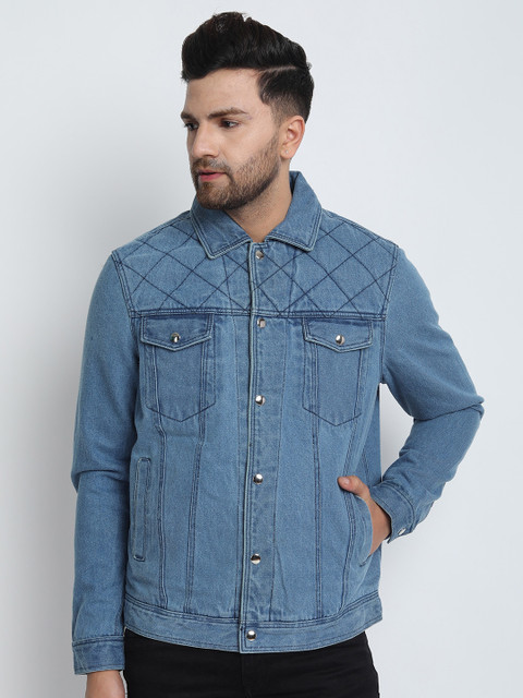 

MERLOT Men Blue Solid Lightweight Denim Jacket