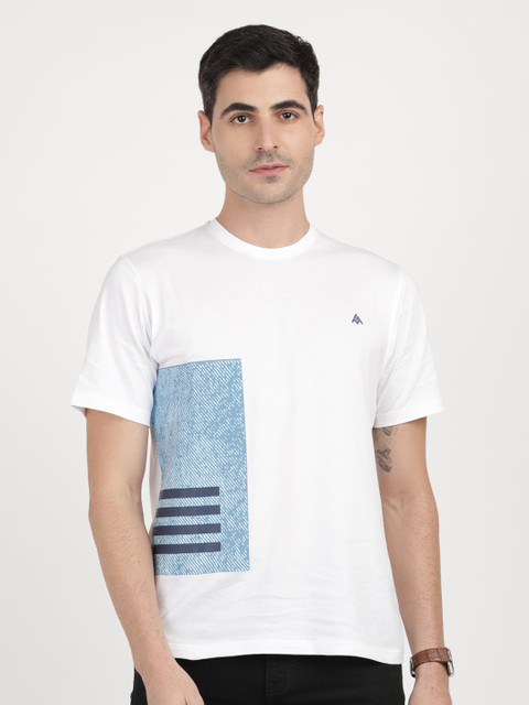 

ANTHEM Men White Colourblocked Round Neck T-shirt