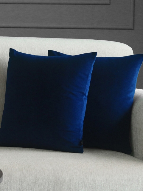 

GM Set Of 2 Blue Solid Square Cushion Covers