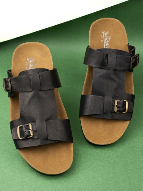 

The Roadster Lifestyle Co Men Black & Beige Leather Casual Sandal
