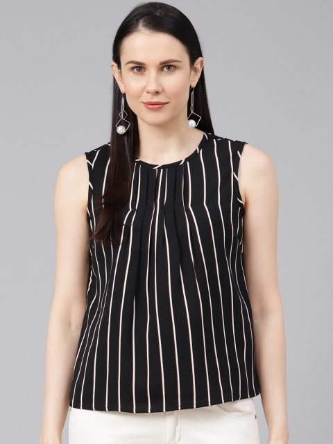 

Provogue Women Black & White Striped Top