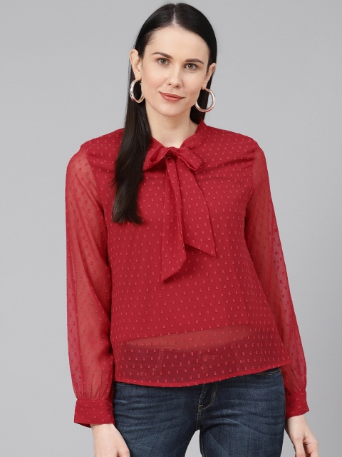 

Provogue Women Red Self Design Top