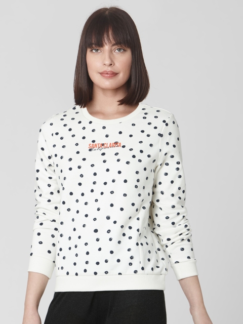 

Vero Moda Women White & Navy Blue Printed Sweatshirt