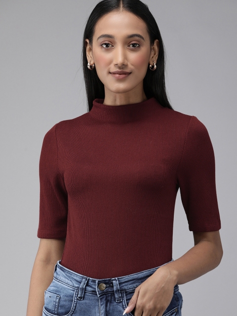 

Vero Moda Women Maroon Solid Pullover Sweater