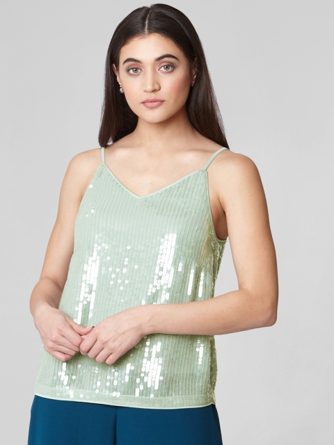 

Vero Moda Marquee Women Sea Green Sequined Top