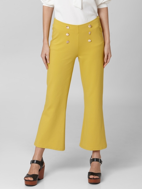 

Vero Moda Women Yellow Regular Fit Solid Cropped Regular Trousers