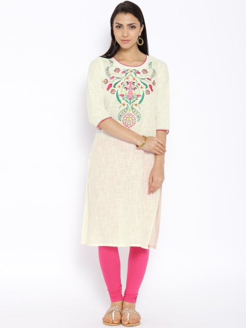 

Aurelia Cream-Coloured Embroidered Kurta