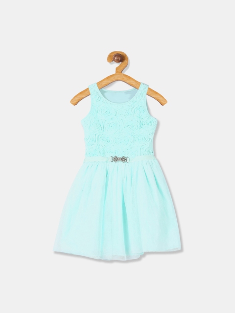 

The Childrens Place Girls Blue Self Design Fit and Flare Dress