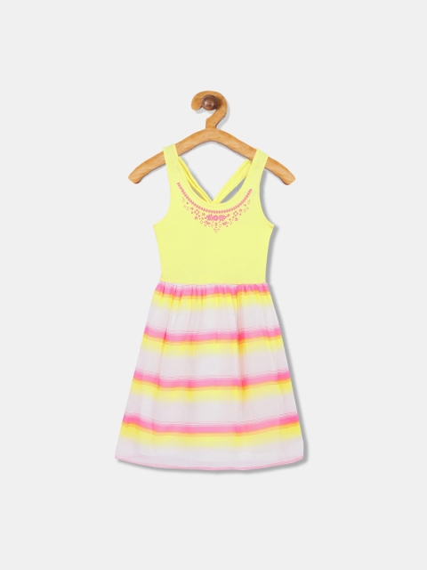 

The Childrens Place Girls Yellow Striped Fit and Flare Dress