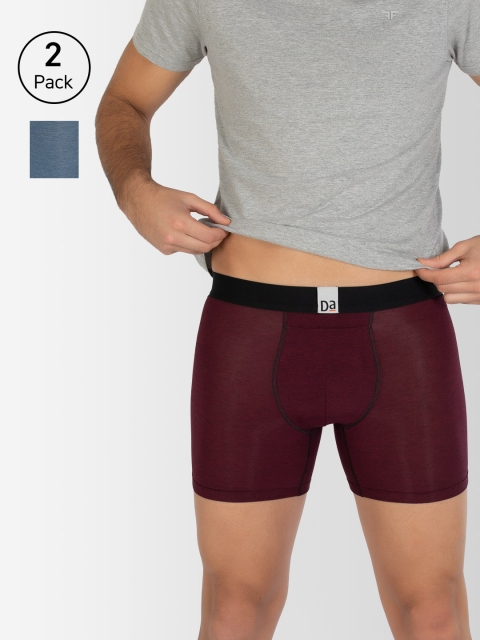 

Damensch Men Set of 2 Burgandy & Blue Solid Deo-Soft Deodorizing Boxer Brief DAM-MEL-BB-DB-EB-PACK-2-MIX, Burgundy