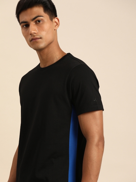 

ether Men Black Solid Round Neck Pure Cotton T-shirt