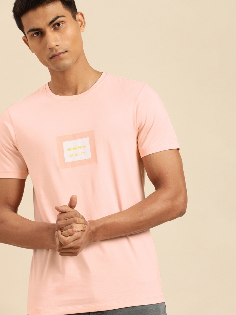 

ether Men Pink Printed Round Neck T-shirt