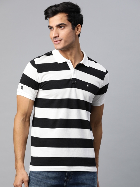 

Allen Solly Sport Men White & Black Striped Polo Collar T-shirt