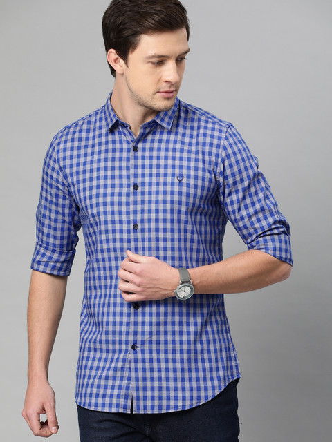 

Allen Solly Sport Men Blue & Grey Slim Fit Gingham Checked Casual Shirt