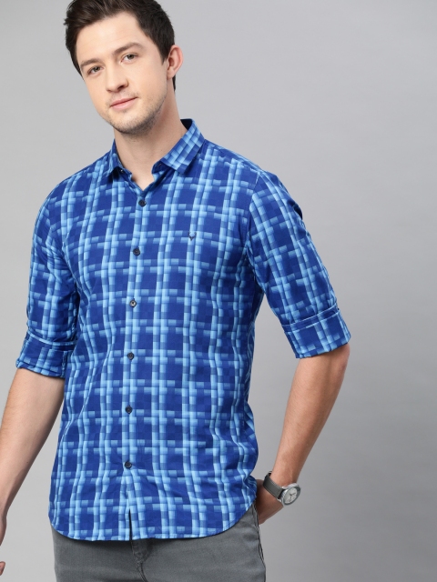 

Allen Solly Sport Men Navy Blue Slim Fit Checked Casual Shirt